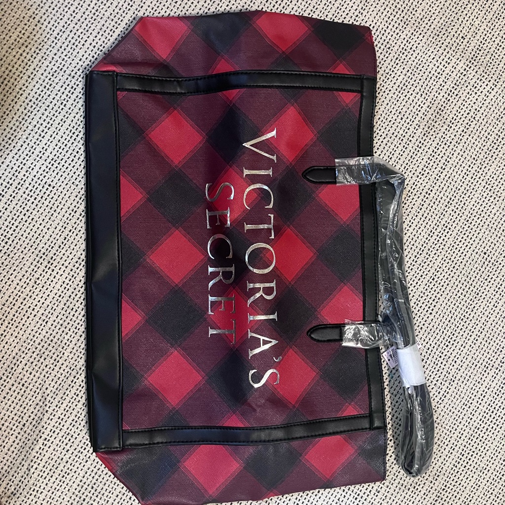 Victoria's Secret Pink And Black Checkered Tote